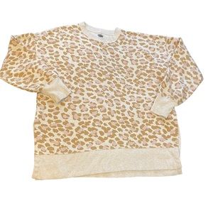 Aerie Size S/P Cozy Crew Neck Sweater Animal Print Pullover